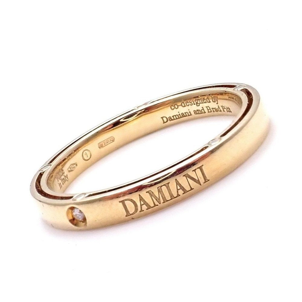 New! Authentic Damiani Brad Pitt 18k Yellow Gold Diamond 3mm Band Ring Sz 10.5​ - Picture 2 of 6